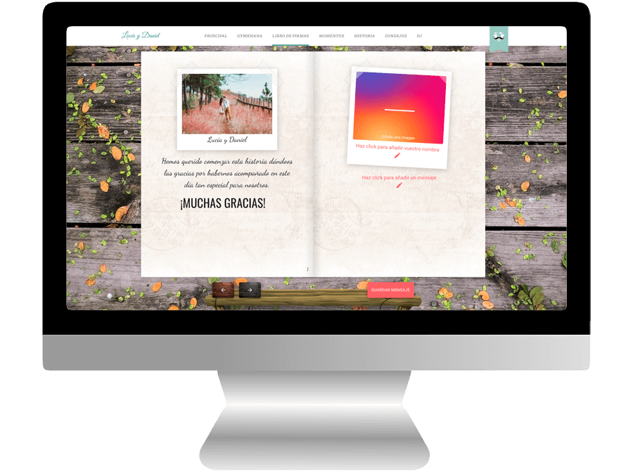 Vista previa del libro de firmas abierto en un ordenador